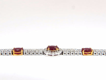 7.34ct natural ruby diamonds bracelet regency deco 14kt double row cluster