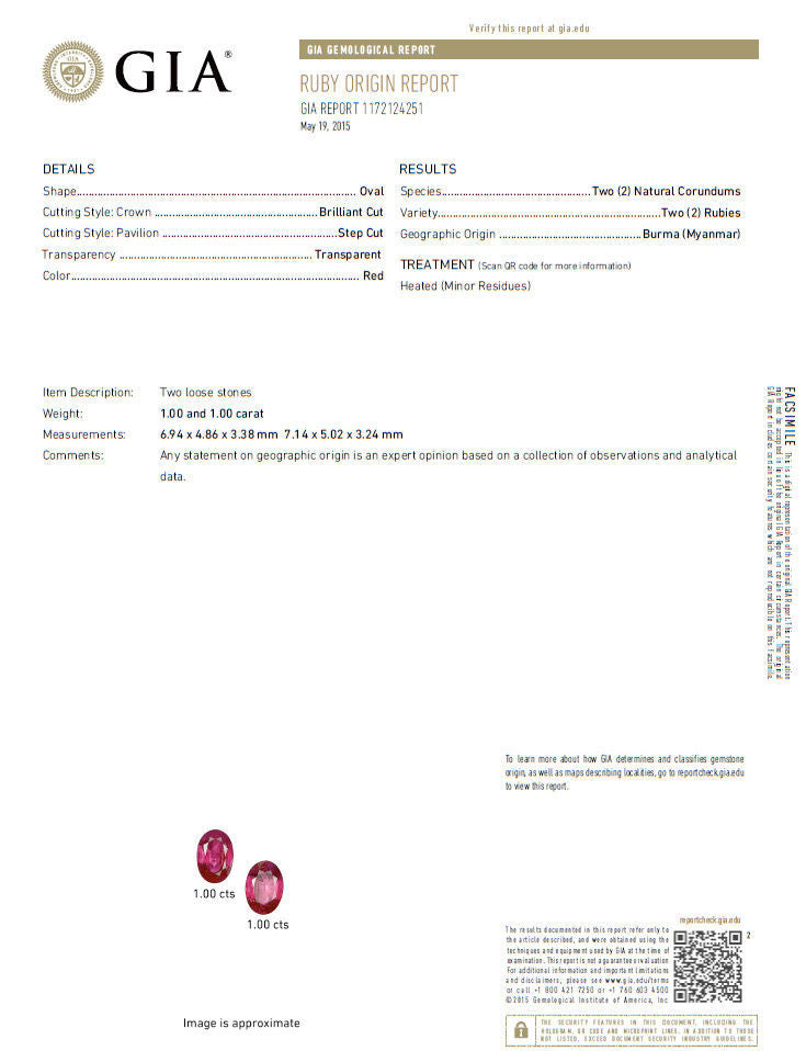GIA Certified 3.68ct. Natural ruby diamond earrings 18kt