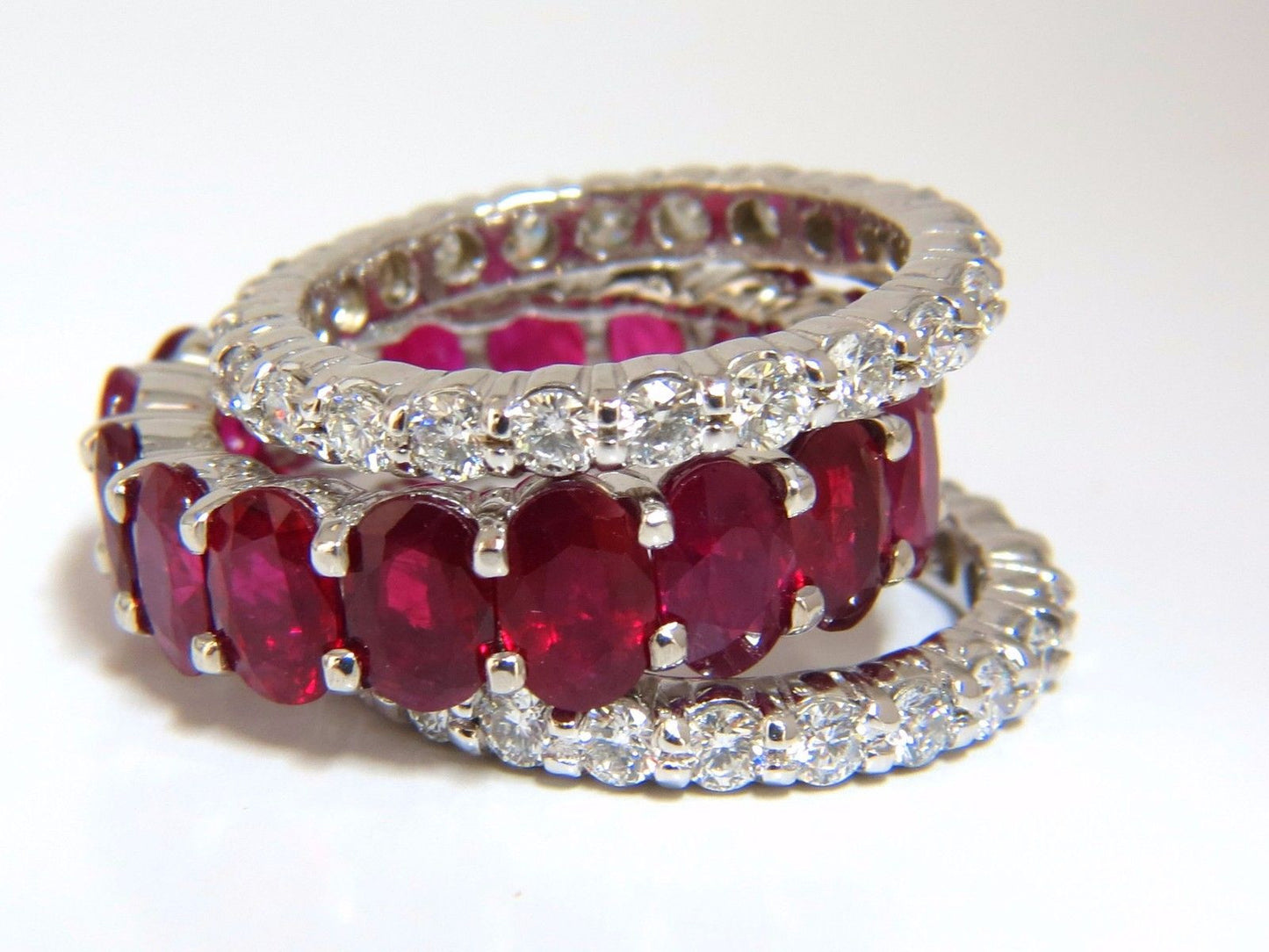 Stackable Ruby Diamonds eternity Ring 14kt Natural Vivid Reds Stacking 13.54ct