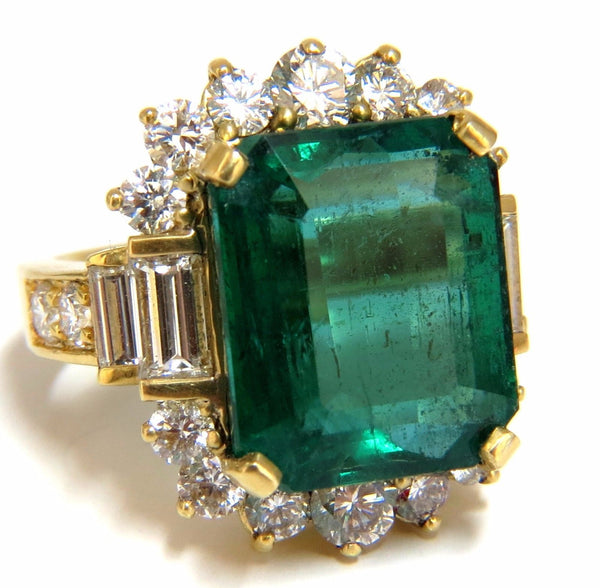 GIA Certified 17.60ct natural green emerald diamonds ring 18kt "F1"