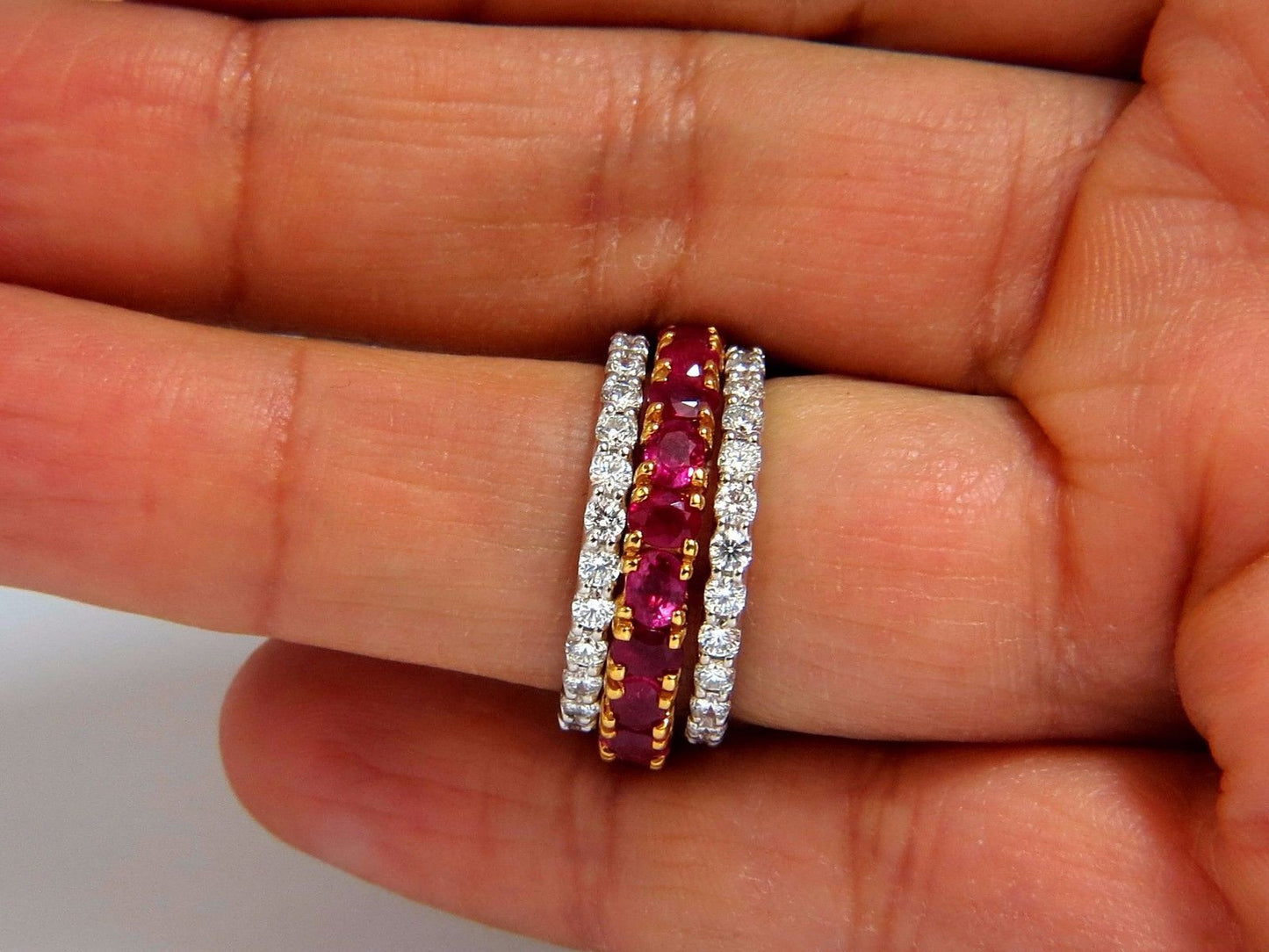 Stackable Ruby Diamonds eternity Ring 14kt Natural Vivid Reds Stacking 7.42ct