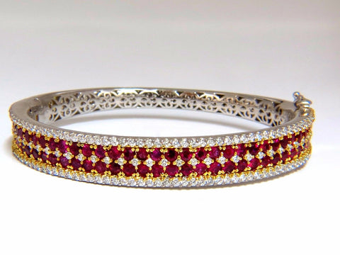 8.00ct natural round cut ruby diamonds bangle bracelet 14kt