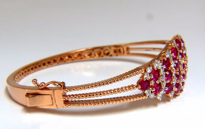 6.16ct natural round cut ruby diamonds bangle bracelet 14kt victorian