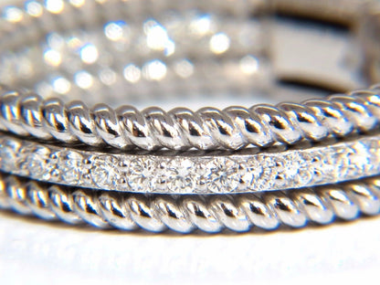 1.00ct natural diamond hoop earrings 14kt g/vs Barley Rope Twist 3D & Button