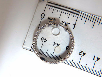 1.75ct natural diamond hoop earrings 14kt g/vs Barley Rope Twist 3D & Button