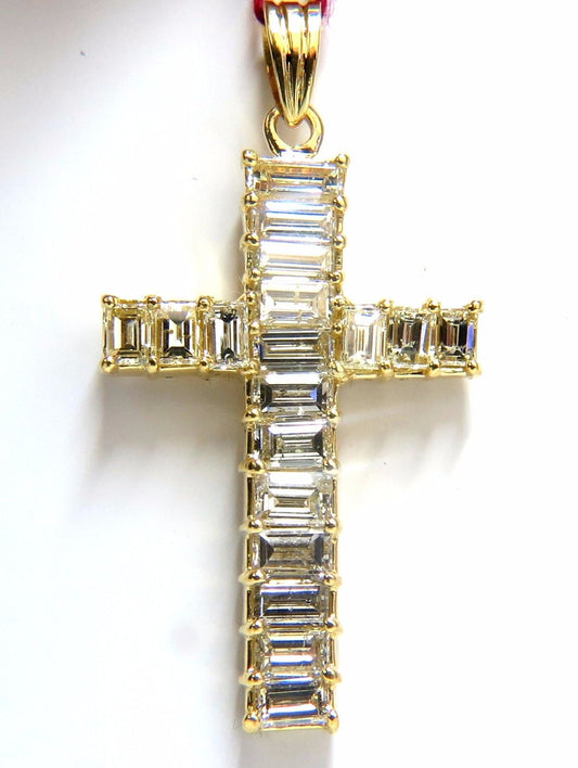 5.23ct natural diamonds baguette cross 18kt