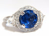 GIA Certified 7.10ct Natural No Heat Sapphire Diamond Ring Trilliants Unheated
