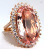 GIA Certified 36.18ct Natural Orangy Pink Morganite Diamonds Ring 18kt