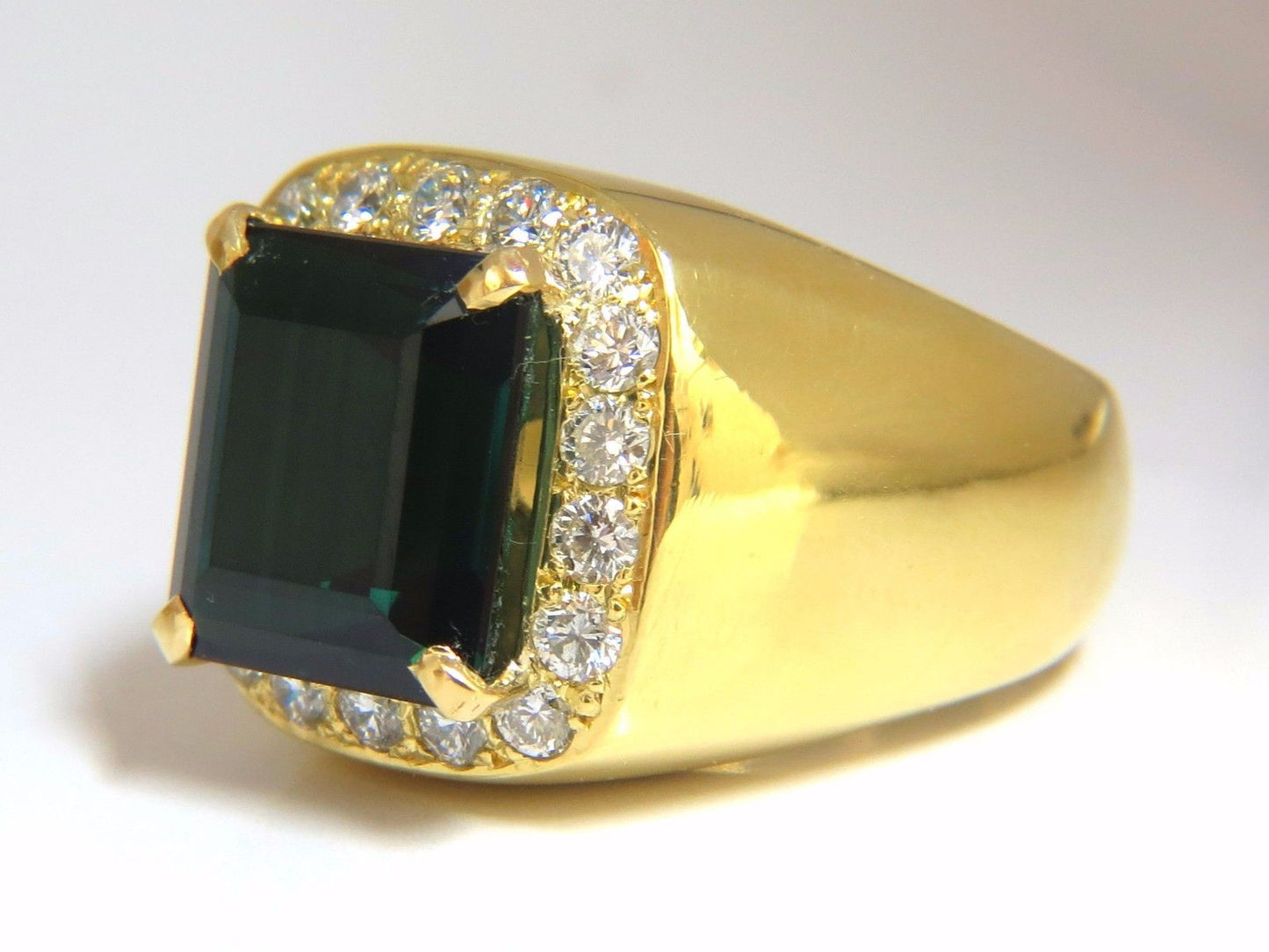 GIA Certified 13.59ct Natural Vivid Blue Green Tourmaline diamonds ring 18kt