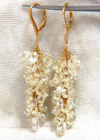 50.15ct Natural Fancy color briolette diamond dangle earrings 18kt grapevine