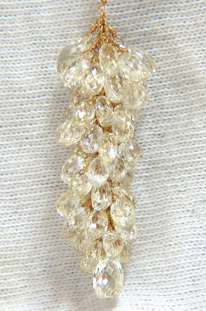 50.15ct Natural Fancy color briolette diamond dangle earrings 18kt grapevine