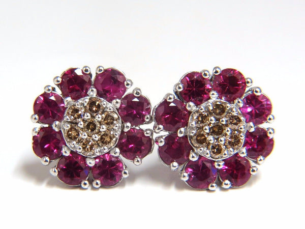 2.65ct Natural Fancy Color Diamonds Ruby Cluster Earrings 14kt – Avis ...