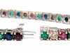 15.20ct natural ruby emerald sapphires diamond diamond tennis bracelet 14kt