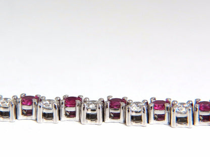 5.96ct natural ruby diamonds alternating tennis bracelet 14kt