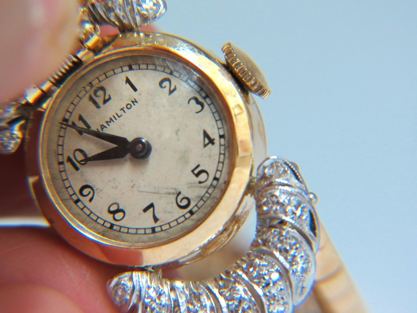 Vintage Hamilton Ladies diamond watch 14kt. 1.00ct diamonds