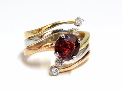 2.00ct Natural Blood Red Orange Spinel Diamonds Bypass Ring 14kt.