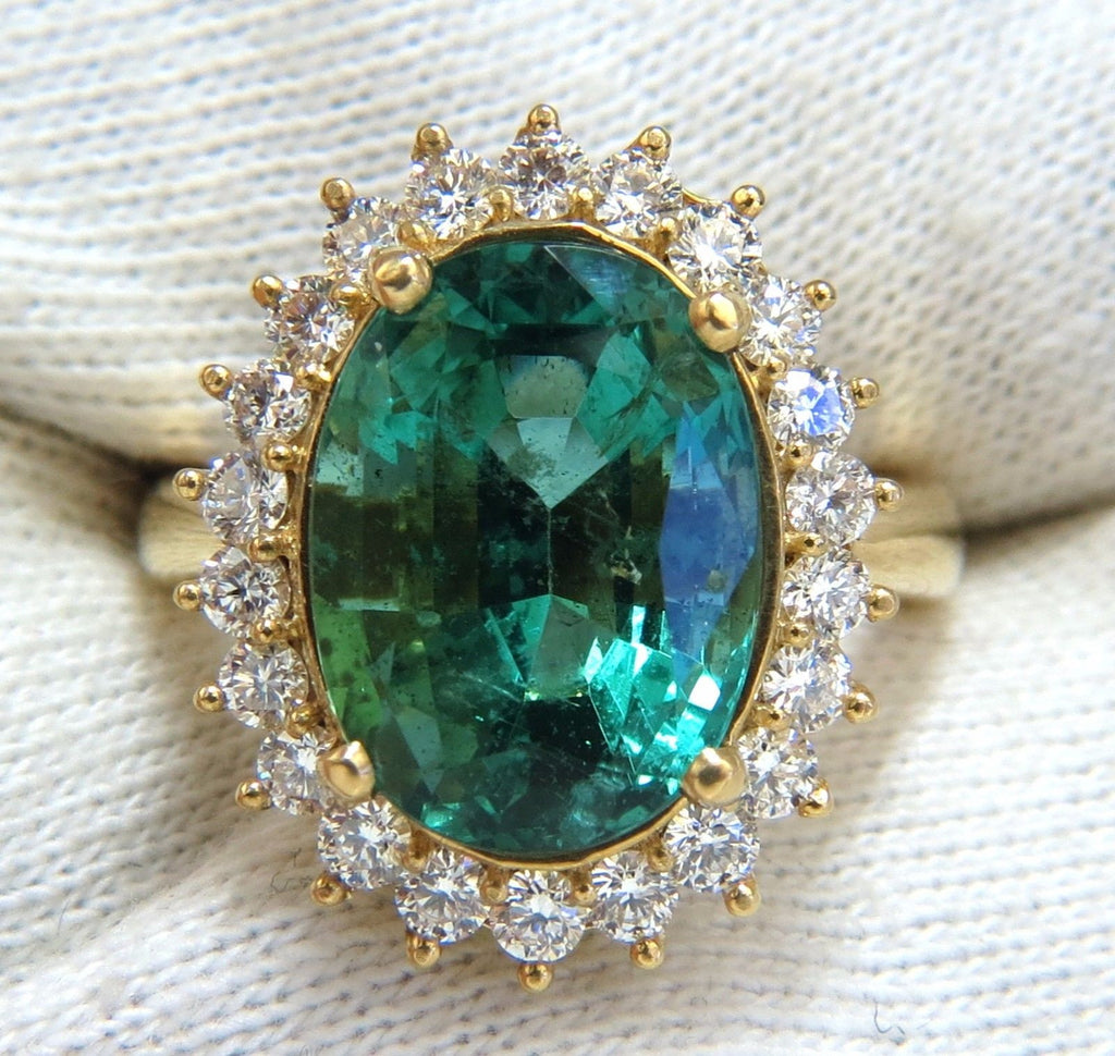 GIA Certified 8.60ct natural green emerald diamonds ring 18kt 