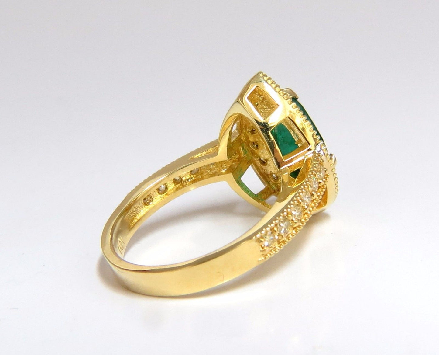 2.85ct Natural Pear Brilliant Emerald diamond ring 14kt G/Vs +Fancy Yellows