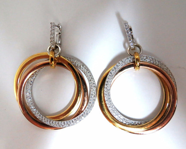 3.80ct natural diamonds rolling loop rings dangle earrings 14kt multi