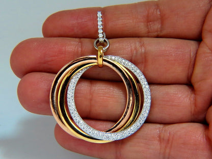 3.80ct natural diamonds rolling loop rings dangle earrings 14kt multi