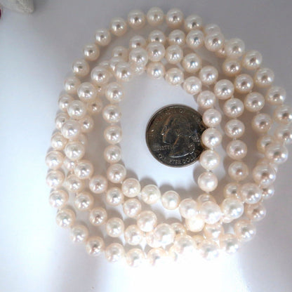 7.3mm Natural Japanese Pearls Endless Necklace / Double Wrap 34inch