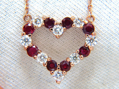 2.58ct natural vivid red ruby diamond heart necklace 14kt