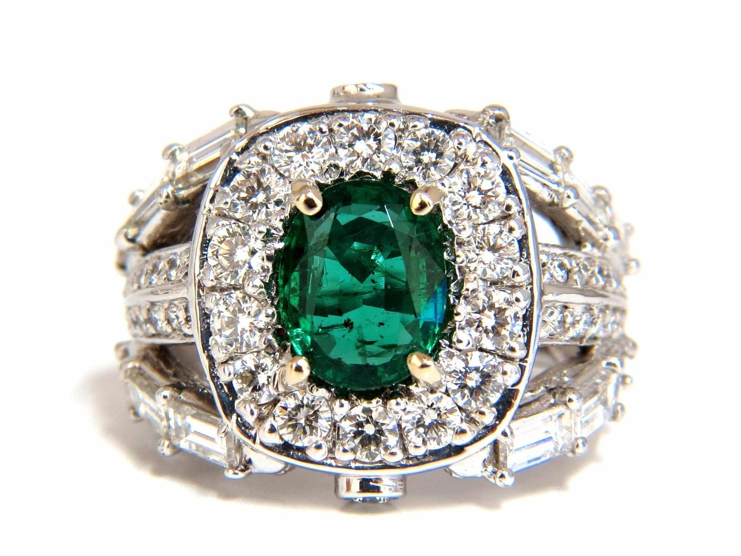 6.00ct natural vivid bright green emerald diamonds ring 14kt