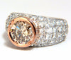 GIA Certified 3.08ct. Fancy light brown round cut diamond ring 14kt
