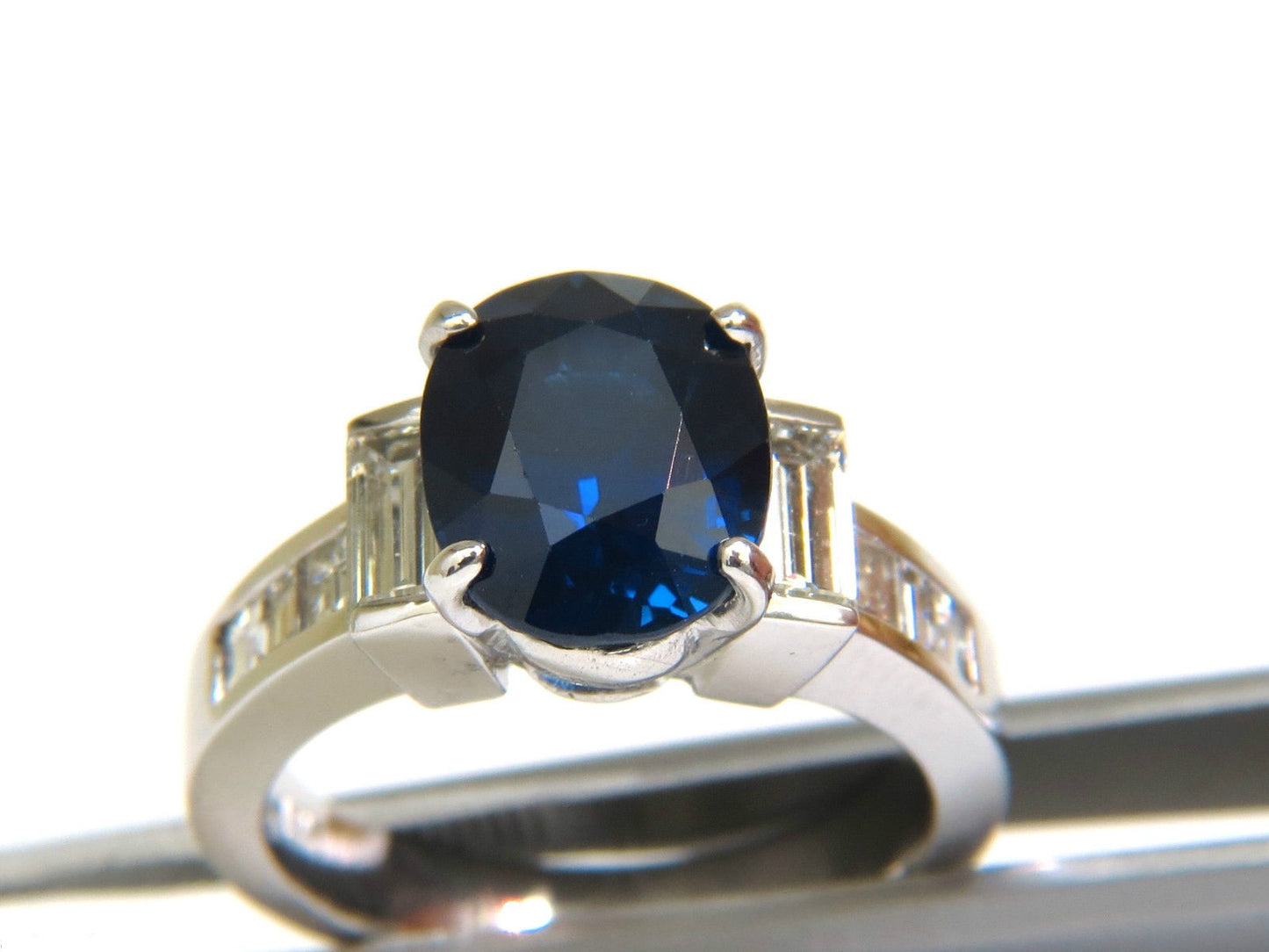 GIA 6.83CT NATURAL GEM ROYAL BLUE SAPPHIRE DIAMOND RING 14KT VS