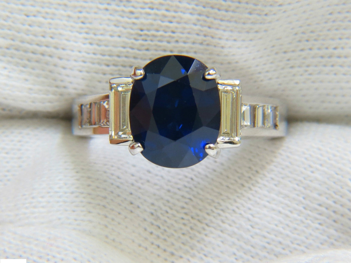 GIA 6.83CT NATURAL GEM ROYAL BLUE SAPPHIRE DIAMOND RING 14KT VS