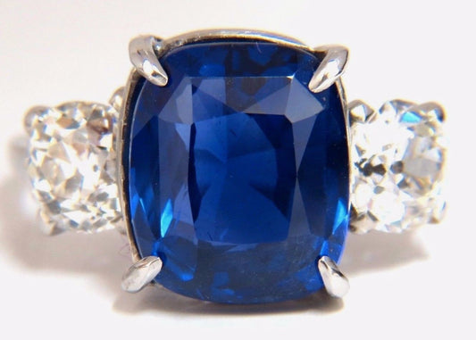 AGL Certified 9.23ct Natural No Heat Sri Lanka Sapphire Diamond Ring Platinum