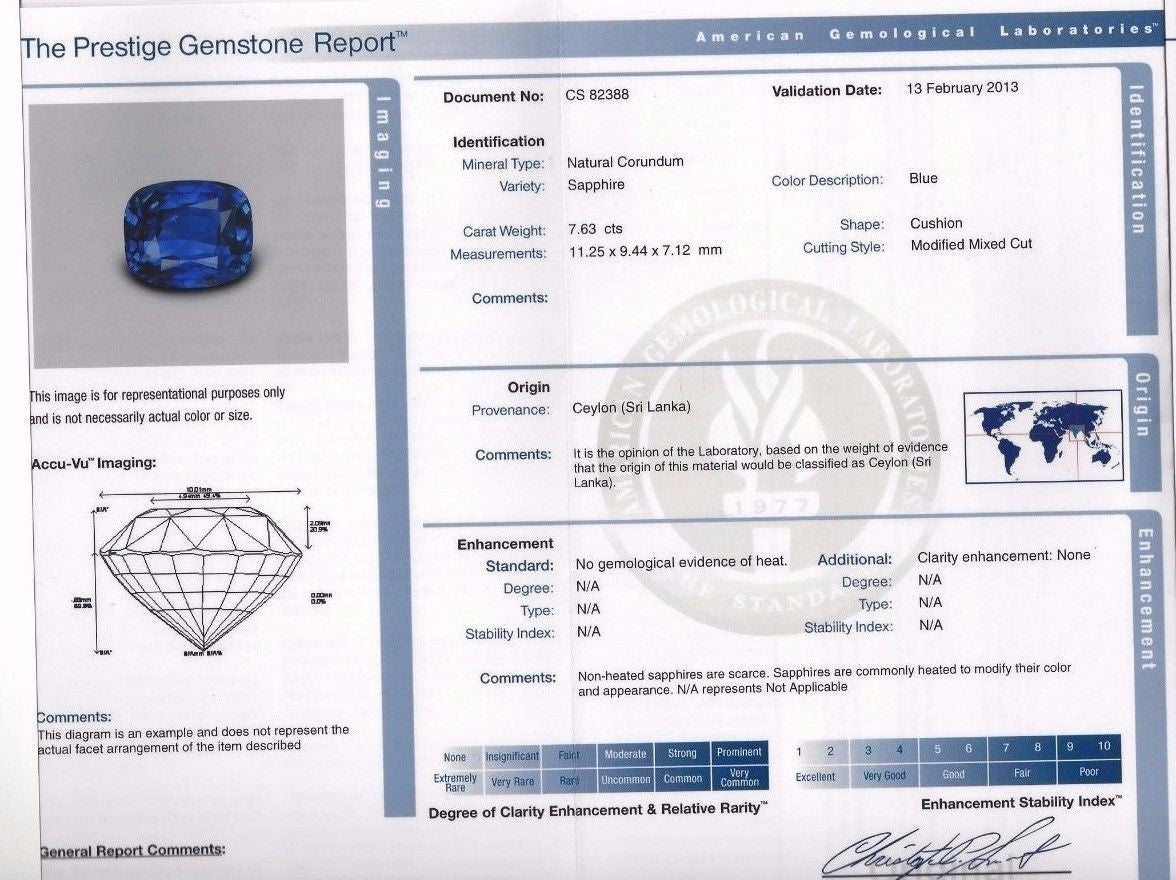 AGL Certified 9.23ct Natural No Heat Sri Lanka Sapphire Diamond Ring Platinum