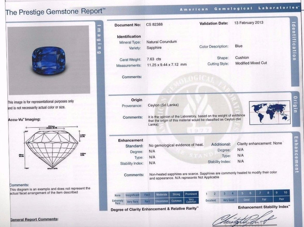 AGL Certified 9.23ct Natural No Heat Sri Lanka Sapphire Diamond