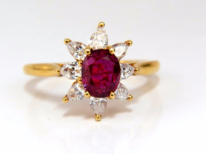 2.40ct Natural Ruby Diamonds Halo Pear Ring 18kt