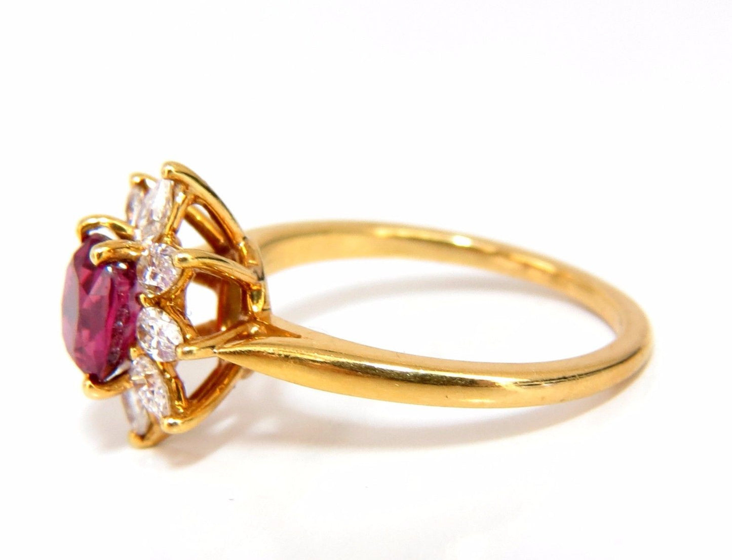 2.40ct Natural Ruby Diamonds Halo Pear Ring 18kt