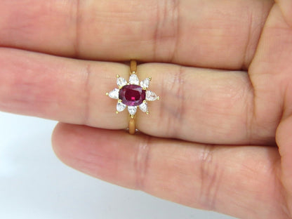 2.40ct Natural Ruby Diamonds Halo Pear Ring 18kt