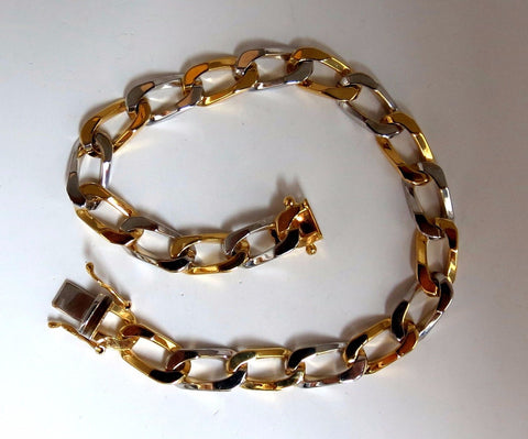 14kt. gold Elongated Curb Link High shine Bracelet 7.5 inch two toned