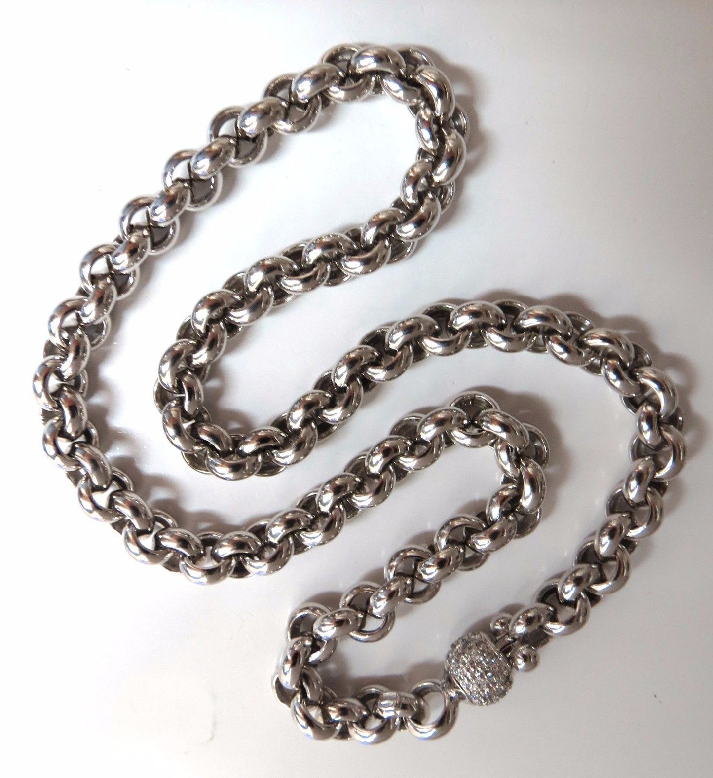 88 Gram 18kt 1.00ct diamonds Venetian Link Circles necklace