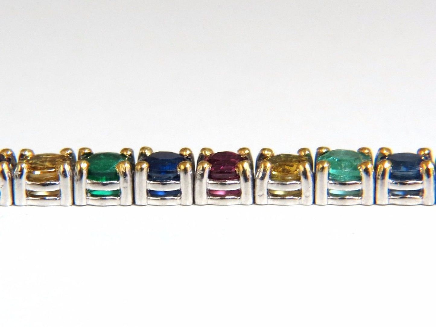 12ct natural ruby emerald sapphires diamond tennis bracelet 14kt gem line
