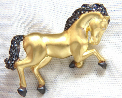 18kt Horse Pin .40ct diamonds