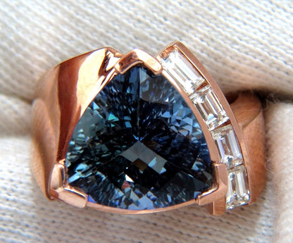 5.90ct natural trilliant tanzanite diamonds ring 14kt
