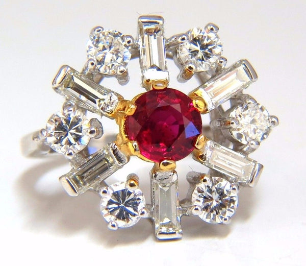GIA Certified 2.45ct. Natural Ruby Diamonds ring 14kt Art Deco Ballerina Phase