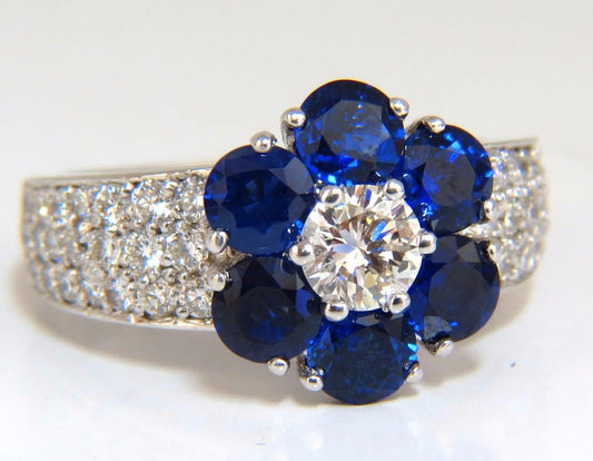 3.66ct natural sapphires diamond cluster ring 14kt royal blue floretta