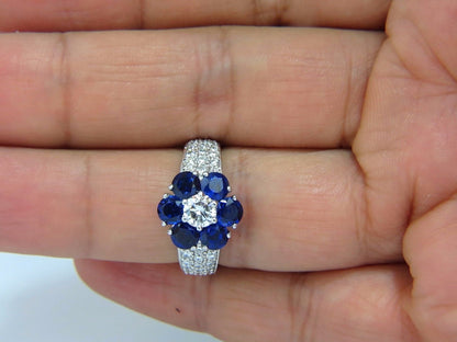 3.66ct natural sapphires diamond cluster ring 14kt royal blue floretta