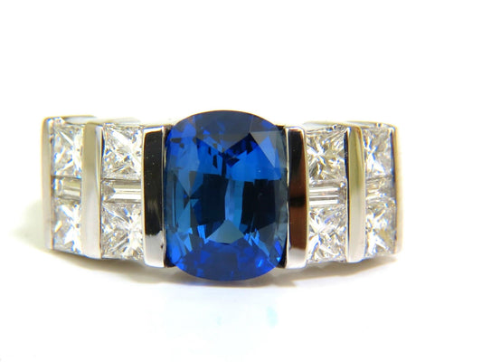 GIA 5.87CT NATURAL BRIGHT FINE GEM SAPPHIRE DIAMOND RING