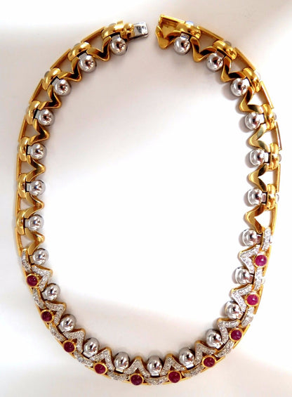 9.50ct Natural Ruby Diamonds Link Necklace 18Kt Crown Deco Prime