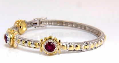 2.23 Natural Ruby Yellow Diamond Bangle Bracelet 14kt Spanish / Gothic Deco