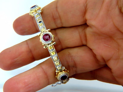 2.23 Natural Ruby Yellow Diamond Bangle Bracelet 14kt Spanish / Gothic Deco