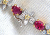 7.27ct Red natural ruby diamonds flower cluster tennis bracelet 18kt