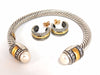 14kt. gold & silver Bangle / Earrings Suite